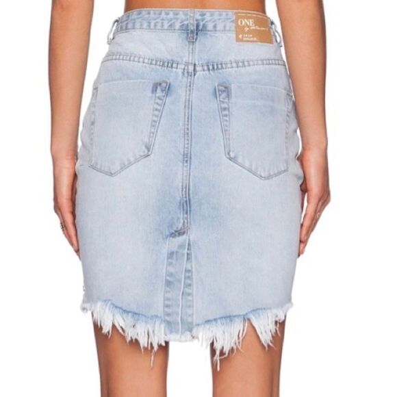 One TEASPOON High Rise Mini Jean Skirt Destroyed Blue 25 - Picture 6 of 10